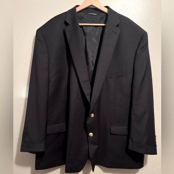 Vtg Navy Ralph Lauren Blue Label Blazer Jacket Sport Coat Gold Buttons Wool 56R - Picture 1 of 16